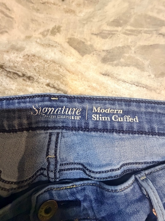 Levi Strauss Signature Size 20 Jeans Slim Straight Cuffed Medium Wash Stretch - Picture 3 of 10